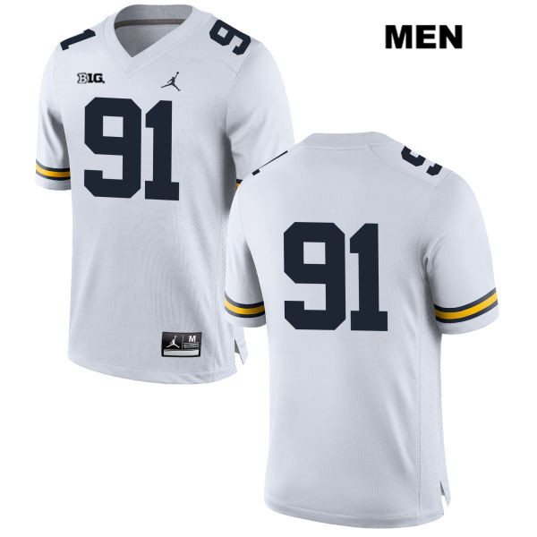 Men's NCAA Michigan Wolverines Taylor Upshaw #91 No Name White Jordan Brand Authentic Stitched Football College Jersey UK25Y32FF